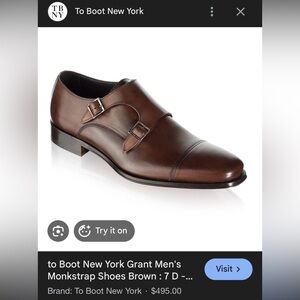 To Boot New York Grant Double Monk Strap Loafers Dress Shoes Mens Size 8 Brown
